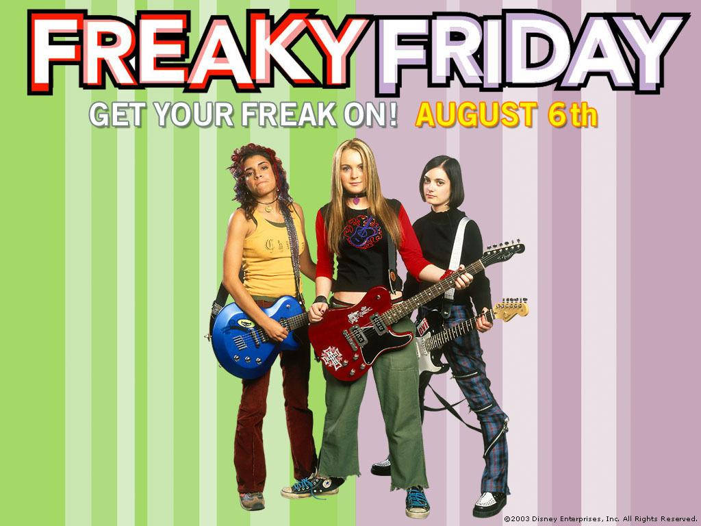 Freaky Friday, electric guitars, green and purple striped background, SD Desktop Wallpaper