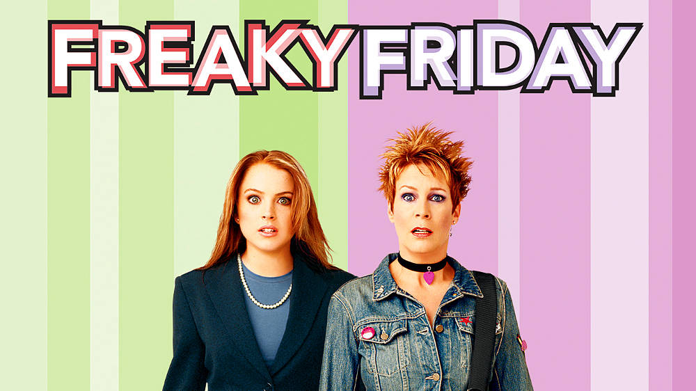 Freaky Friday, pastel striped background, shocked expressions, SD Desktop Wallpaper