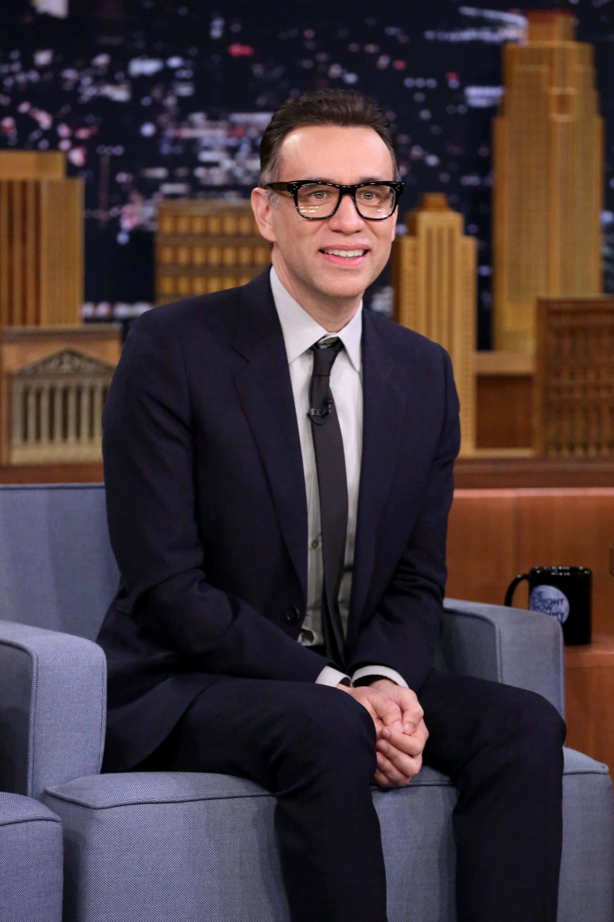 Fred Armisen, dark suit, glasses, 2K Phone Wallpaper