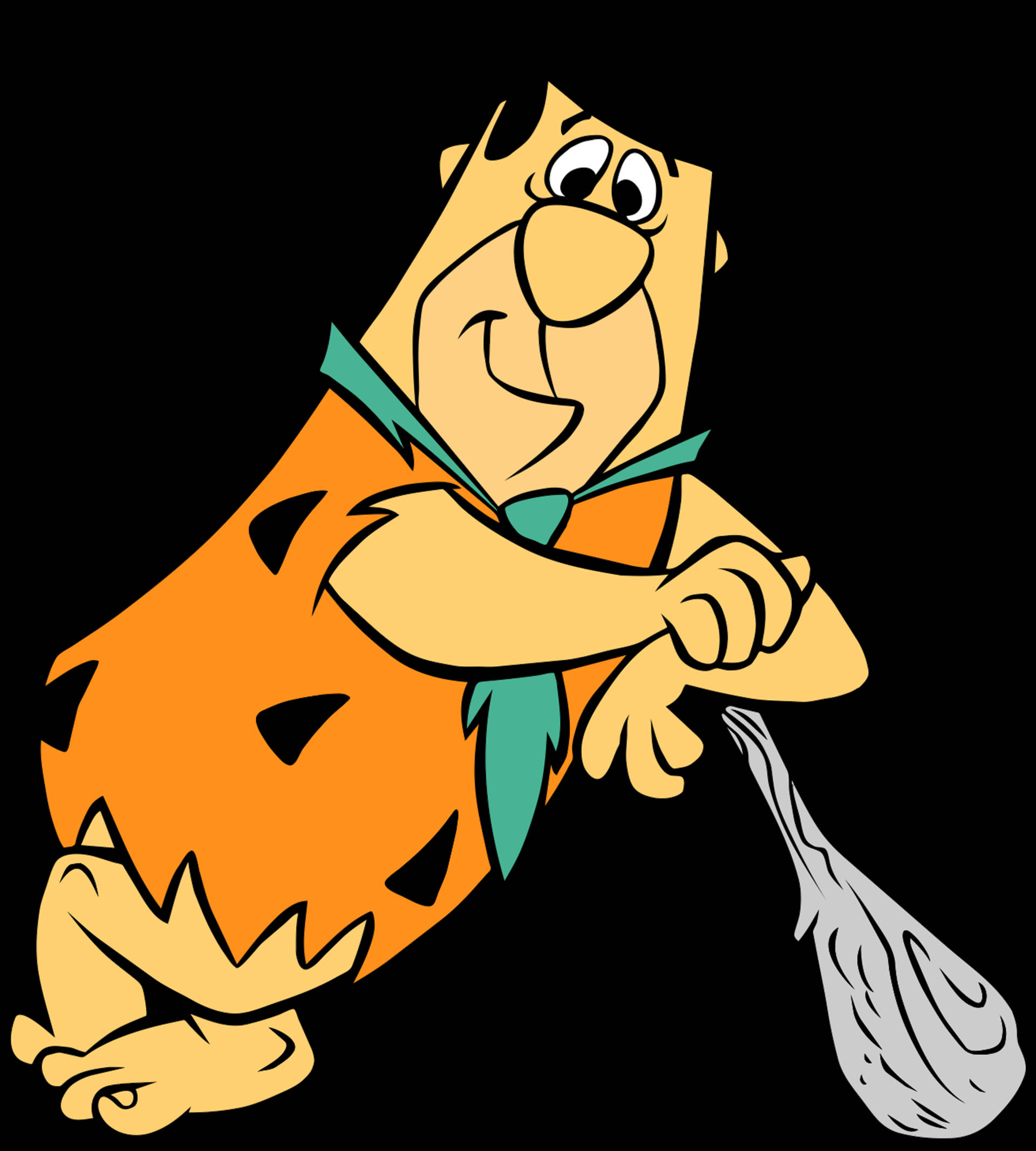 Fred Flintstone, orange stone-age outfit, club, Full HD Phone Wallpaper