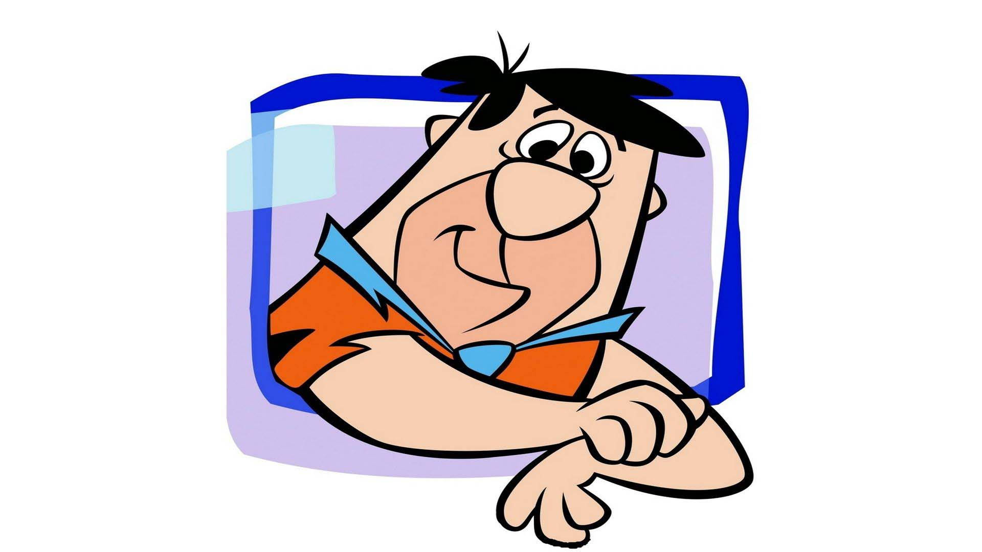 Fred Flintstone, black hair, orange shirt, Full HD Desktop Wallpaper