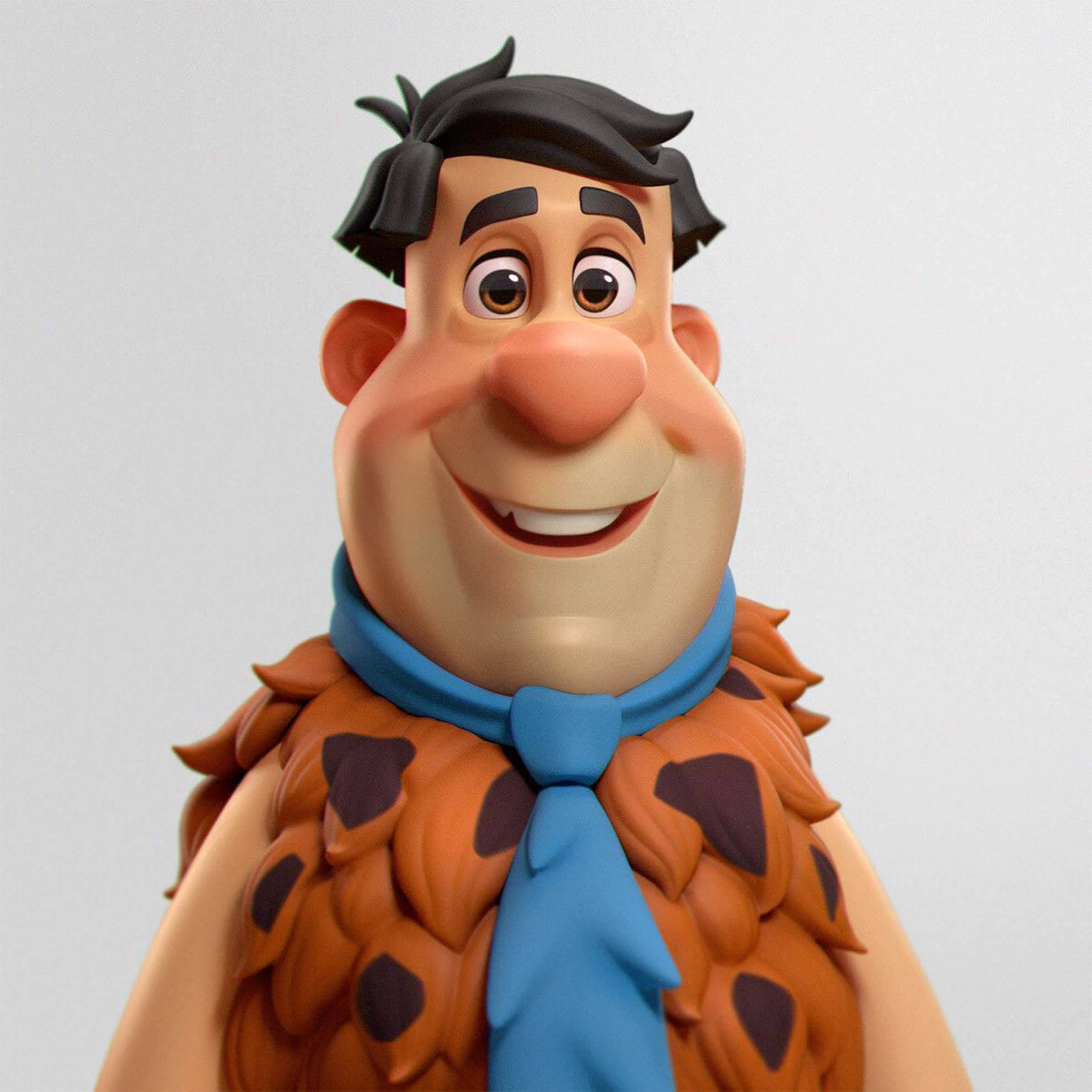 Fred Flintstone, 3D organic model, black hair, Full HD Desktop Wallpaper