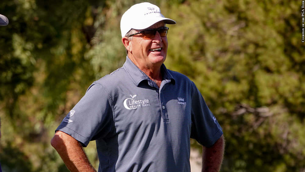 Fred Funk, white cap, blue polo shirt, SD Desktop Wallpaper