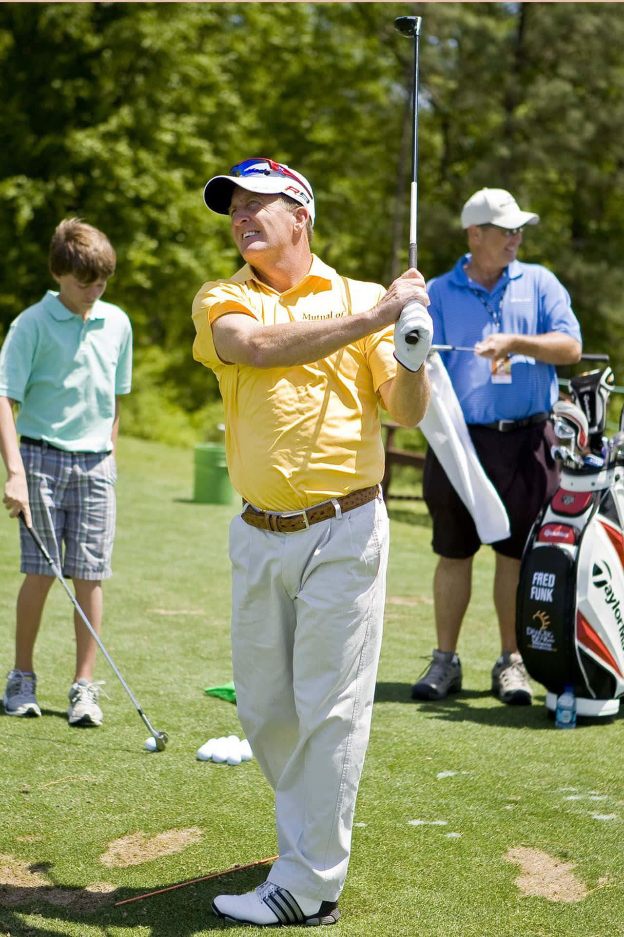 Fred Funk, yellow shirt, sunny day, Full HD Phone Wallpaper