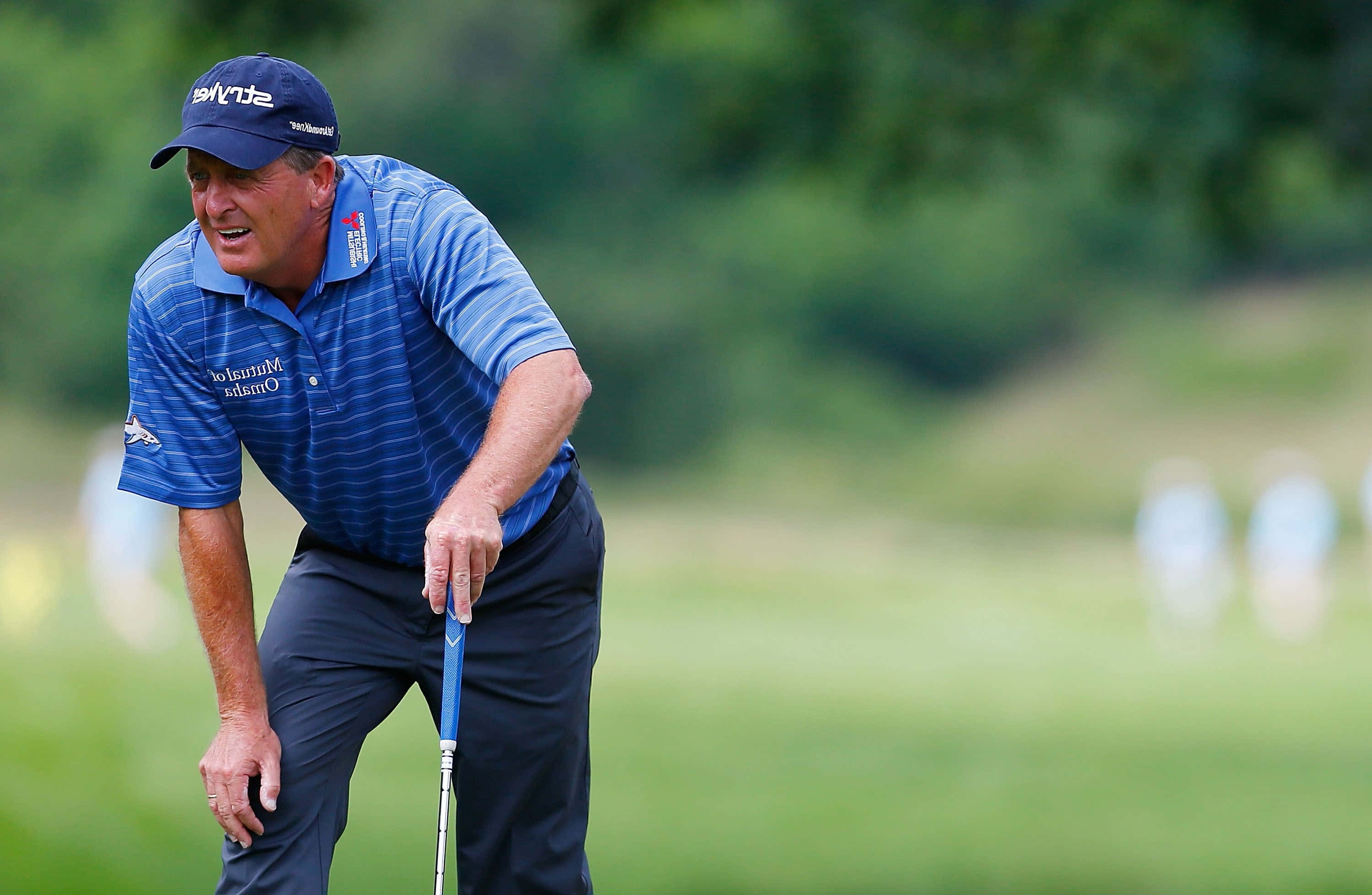 Fred Funk, blue striped shirt, cap, 2K Desktop Wallpaper