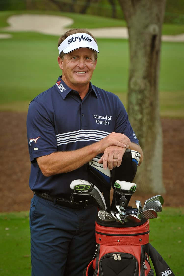 Fred Funk, blue polo, white visor, SD Phone Wallpaper