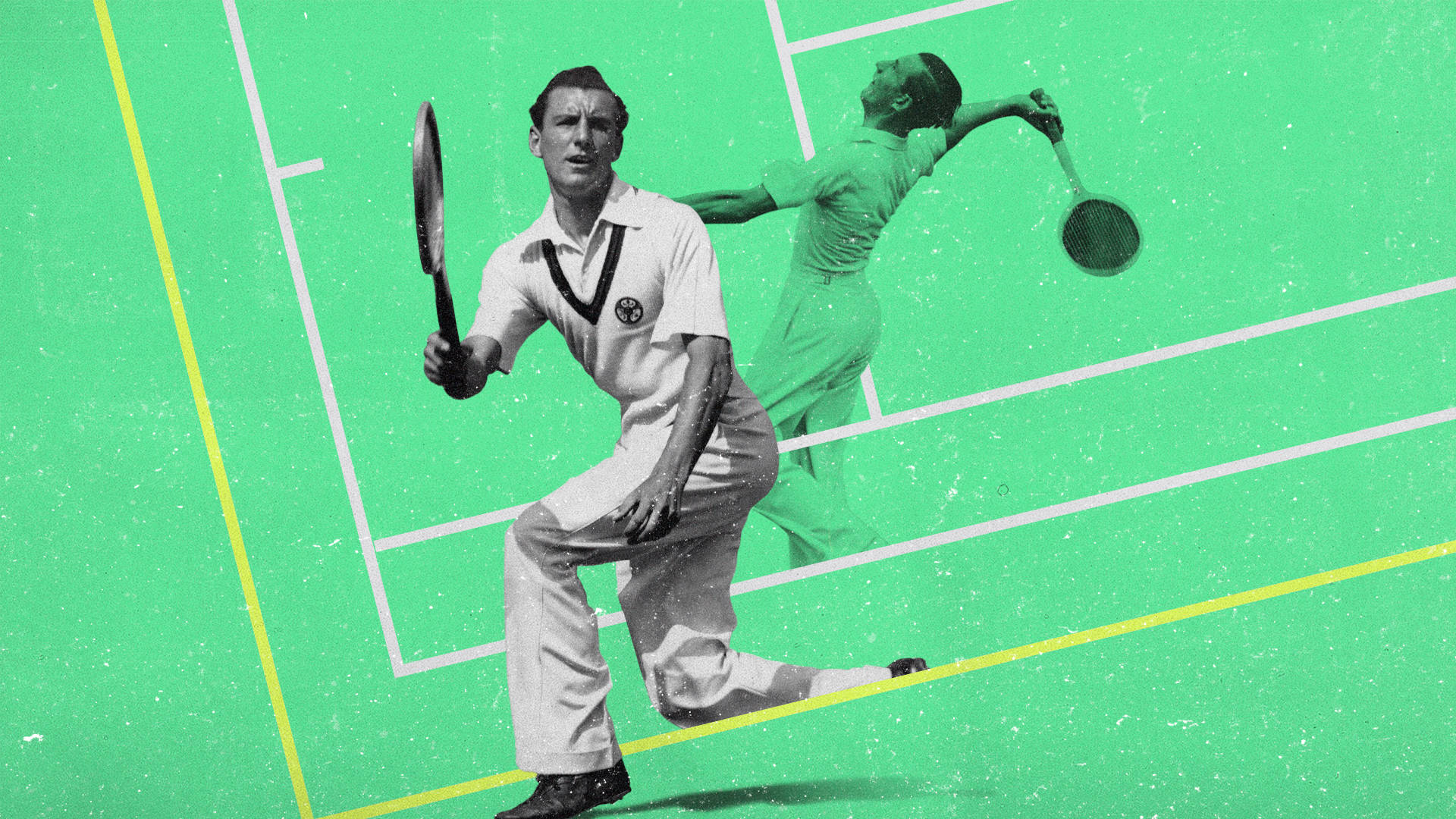 Fred Perry, Swinging Racket, monochrome action pose, Full HD Desktop Wallpaper