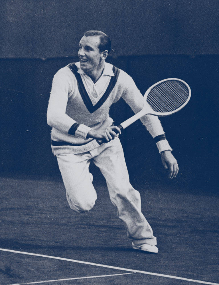 Fred Perry, tennis player, mid-swing, SD Phone Wallpaper