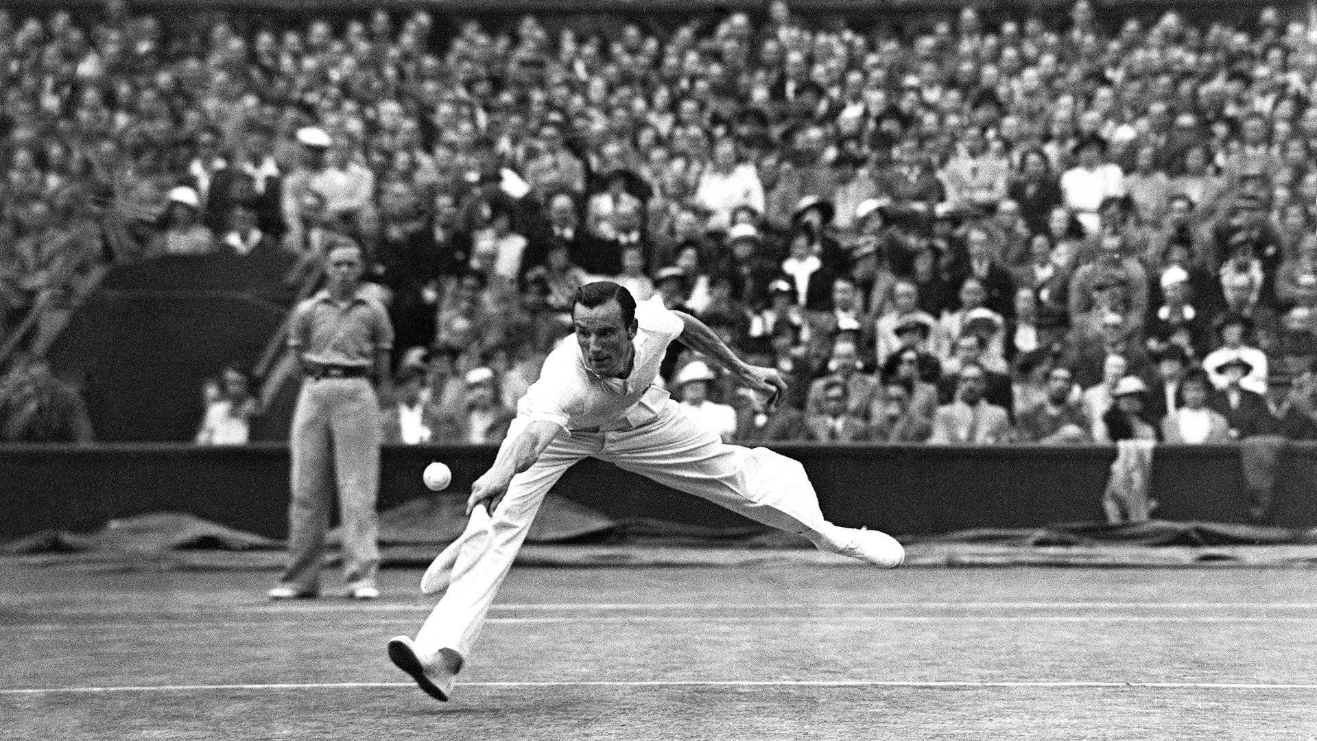 Fred Perry, tennis player, vintage black and white photo, Full HD Desktop Wallpaper