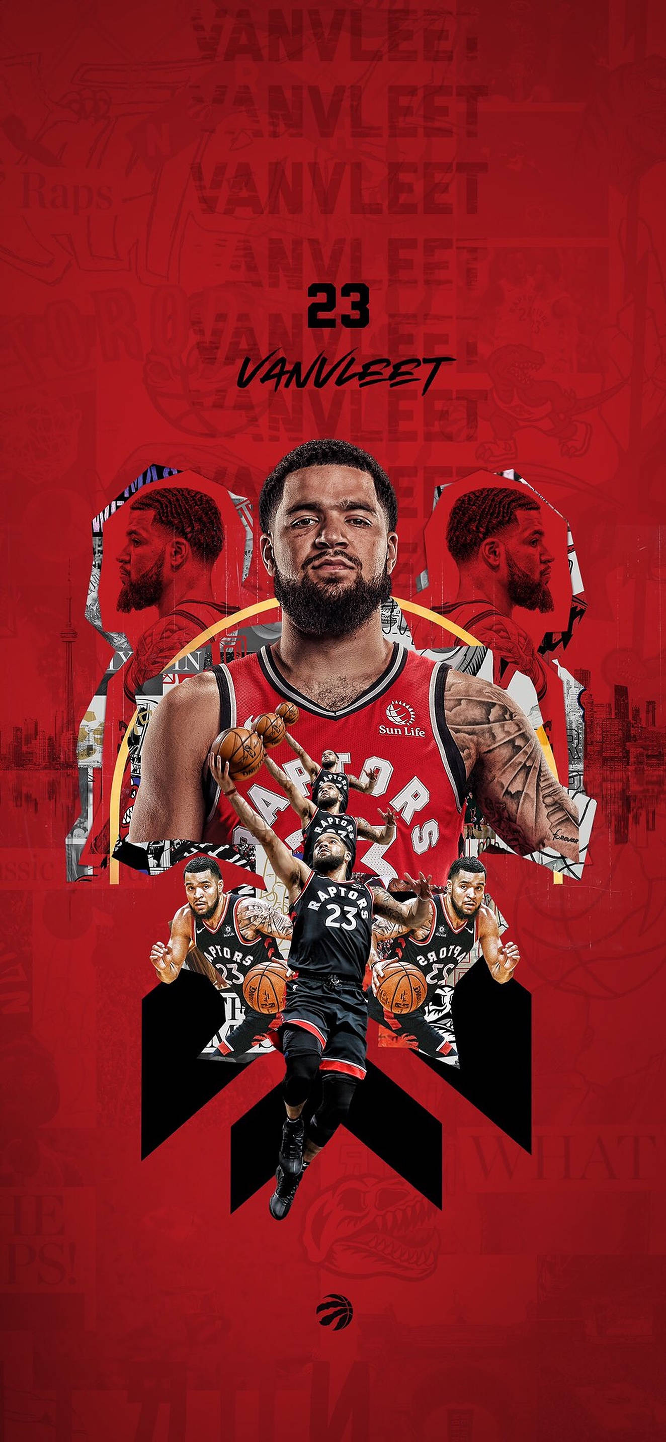 Fred VanVleet, red aesthetic, number 23, 2K Phone Wallpaper