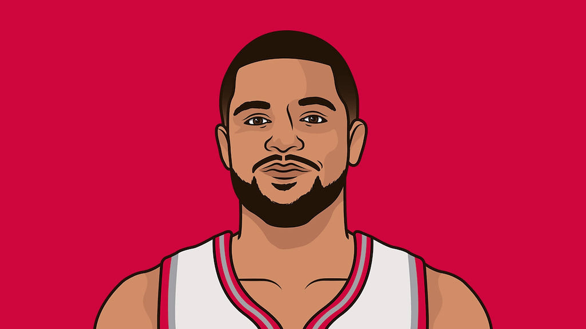 Fred VanVleet, white jersey, solid red background, Full HD Desktop Wallpaper