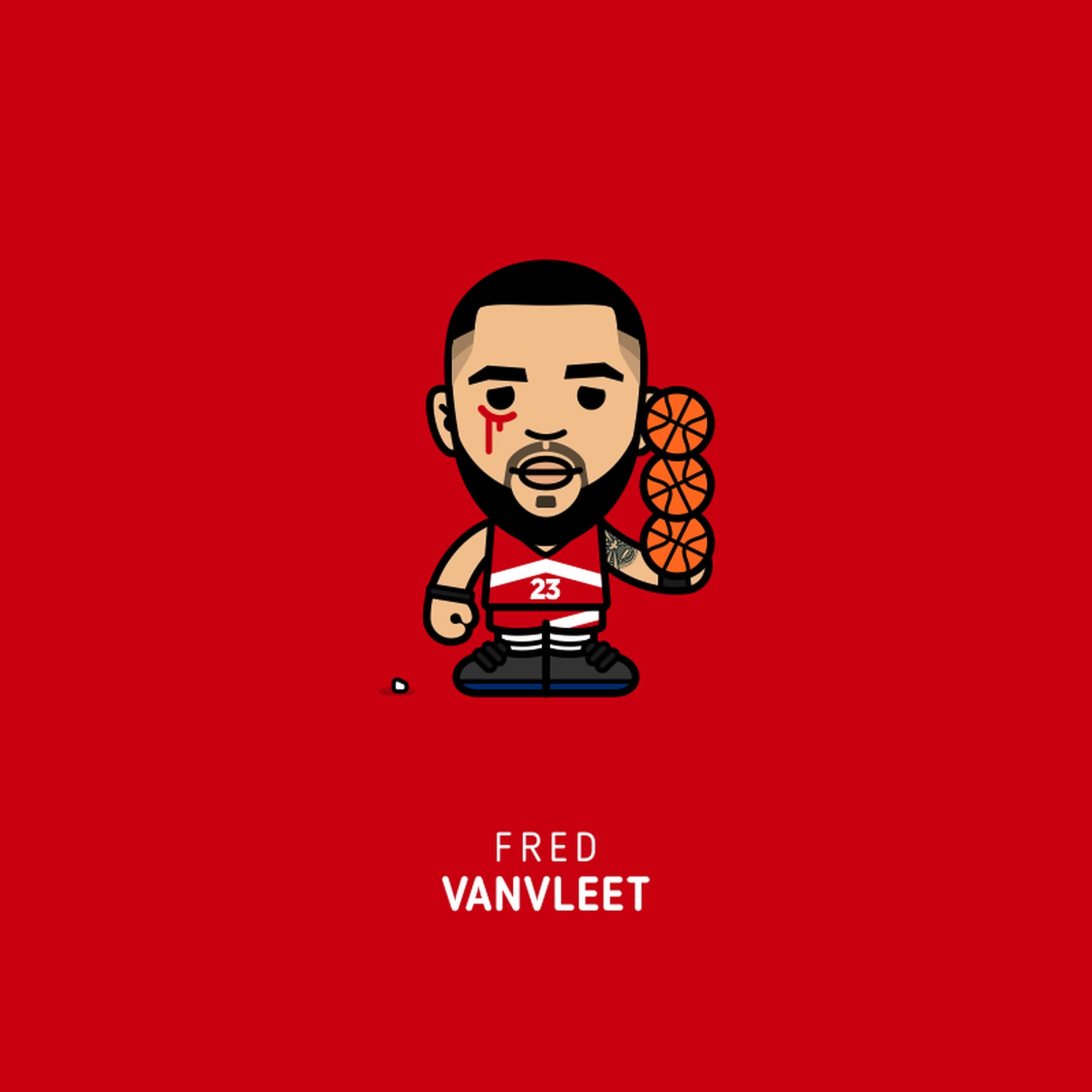 Fred Vanvleet, chibi art style, bloody cheek, Full HD Desktop Wallpaper