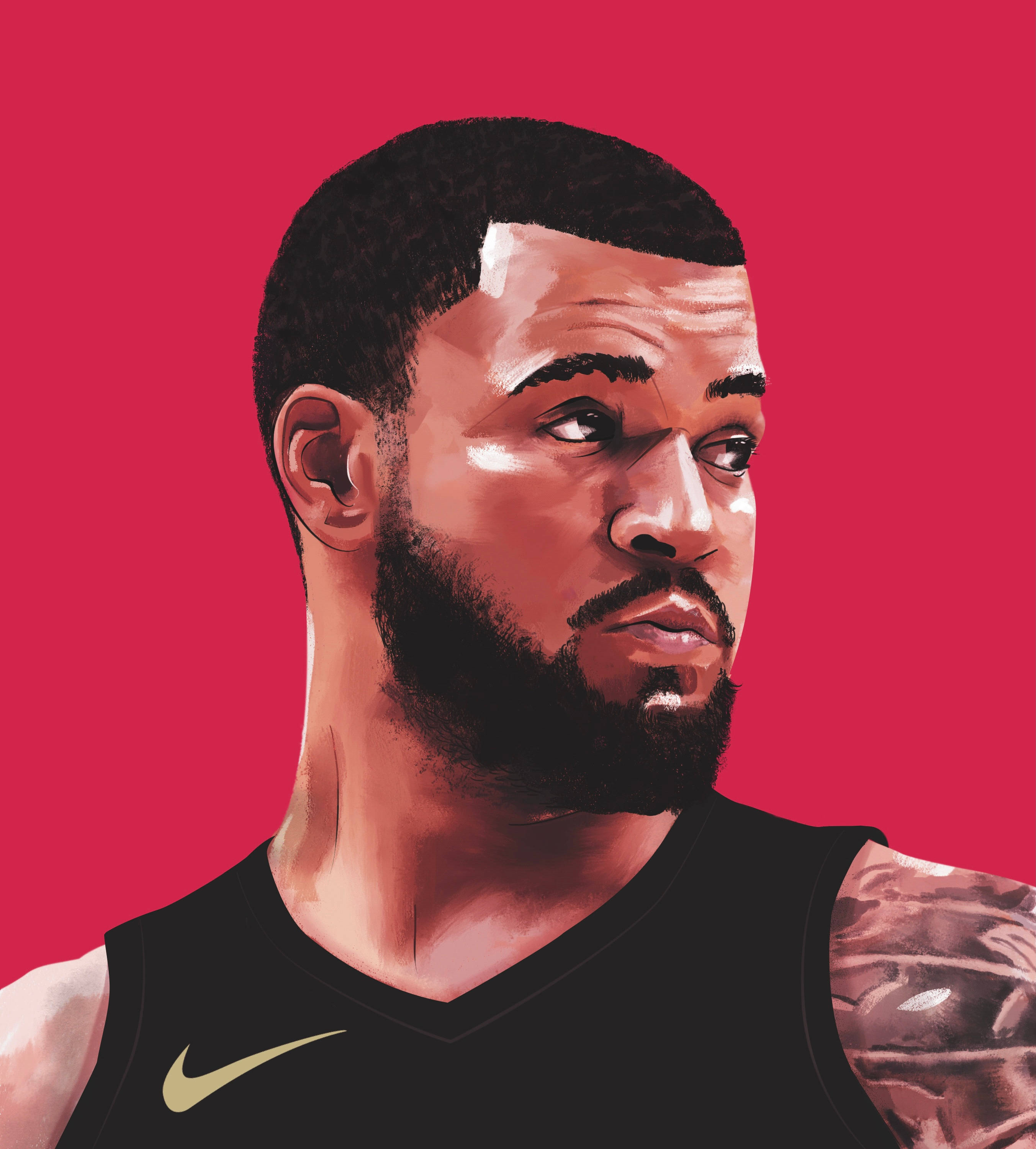 Fred Vanvleet, black jersey, bold red background, 2K Phone Wallpaper