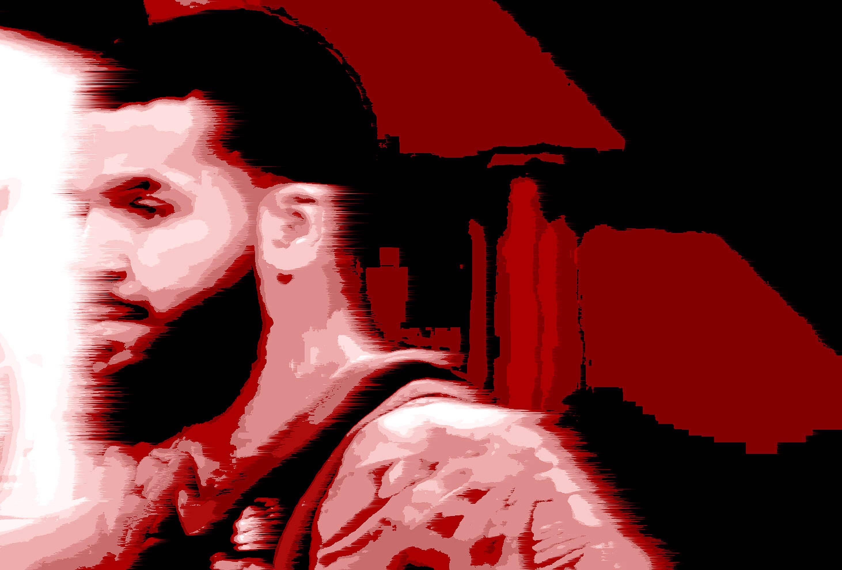 Fred Vanvleet, red smudge art, bearded man, 2K Desktop Wallpaper