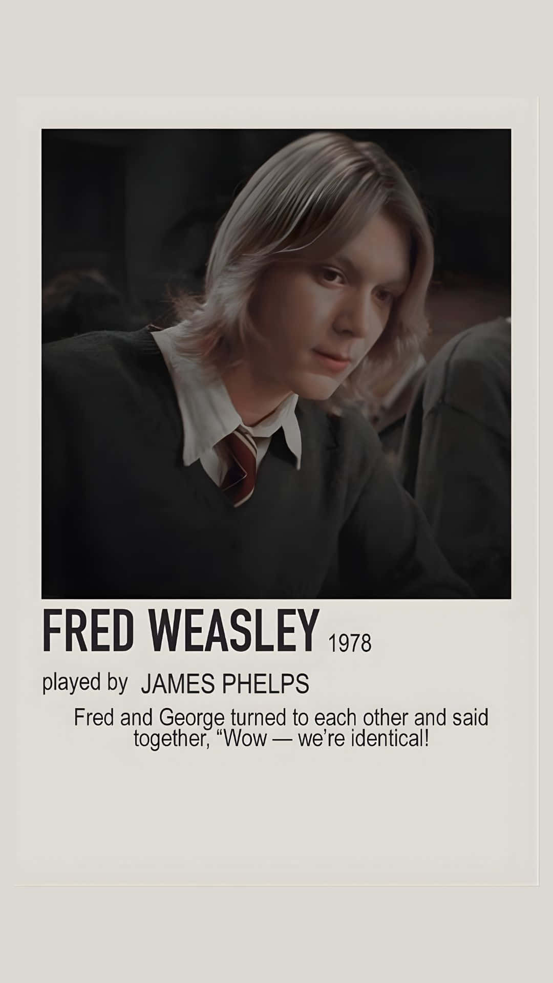Fred Weasley, blonde hair, dark school sweater, Full HD Phone Wallpaper