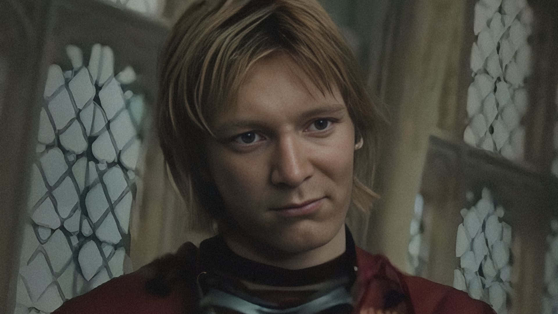 Fred Weasley, red jacket, metallic collar, Full HD Desktop Wallpaper