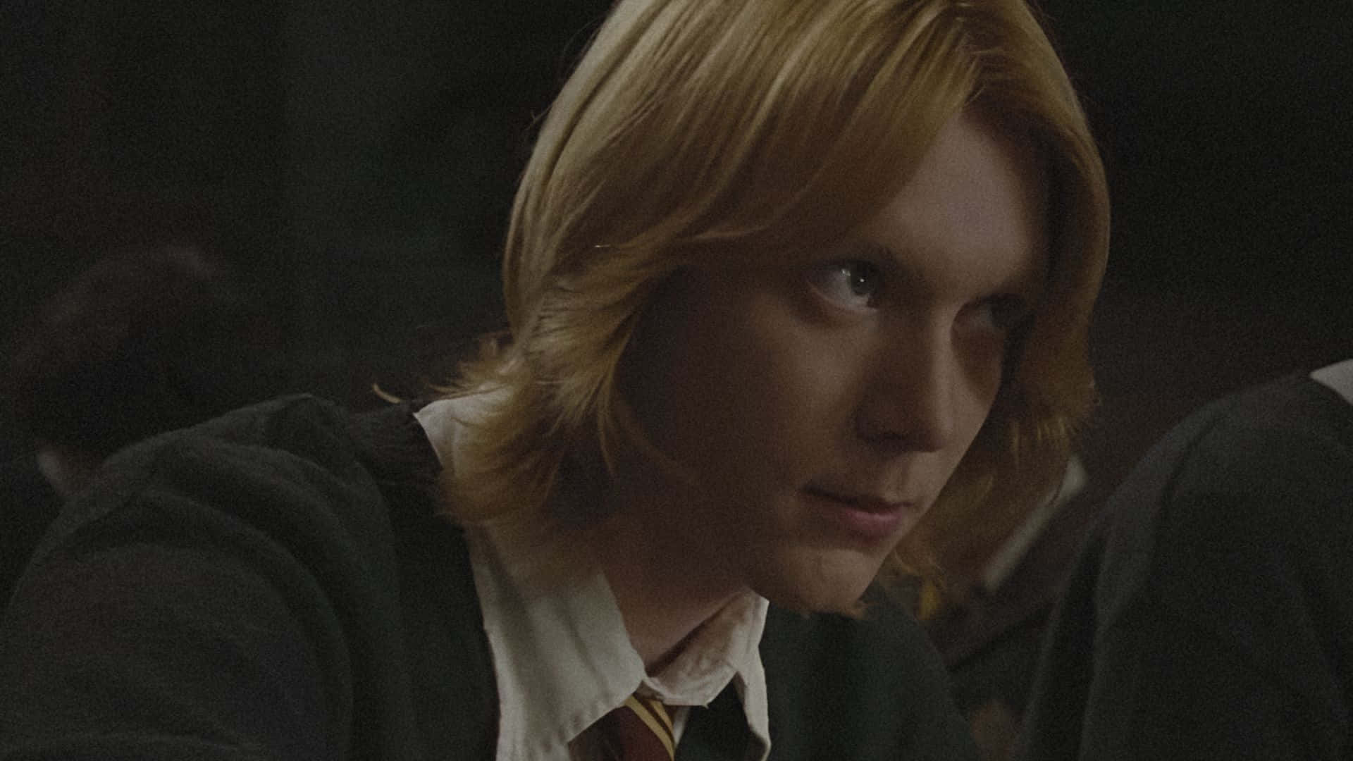 Fred Weasley, shoulder-length blonde hair, dark robe, Full HD Desktop Wallpaper