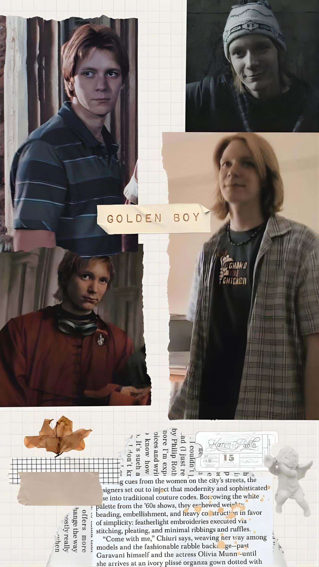 Fred Weasley, Golden Boy, vintage photos, Full HD Phone Wallpaper