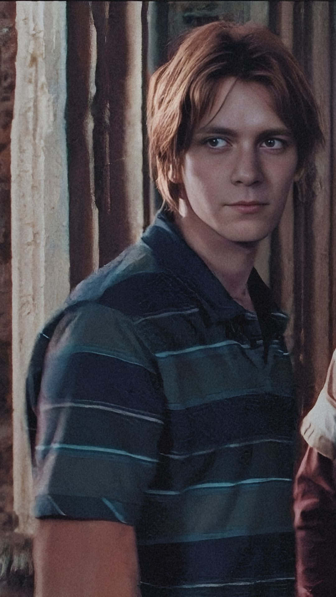 Fred Weasley, reddish hair, striped polo shirt, Full HD Phone Wallpaper