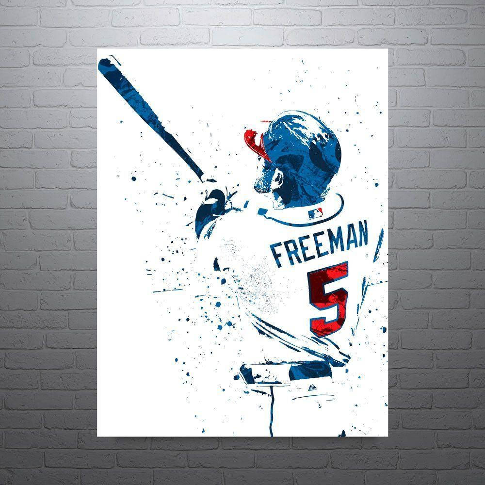 Freddie Freeman, number 5, watercolor splash, SD Desktop Wallpaper