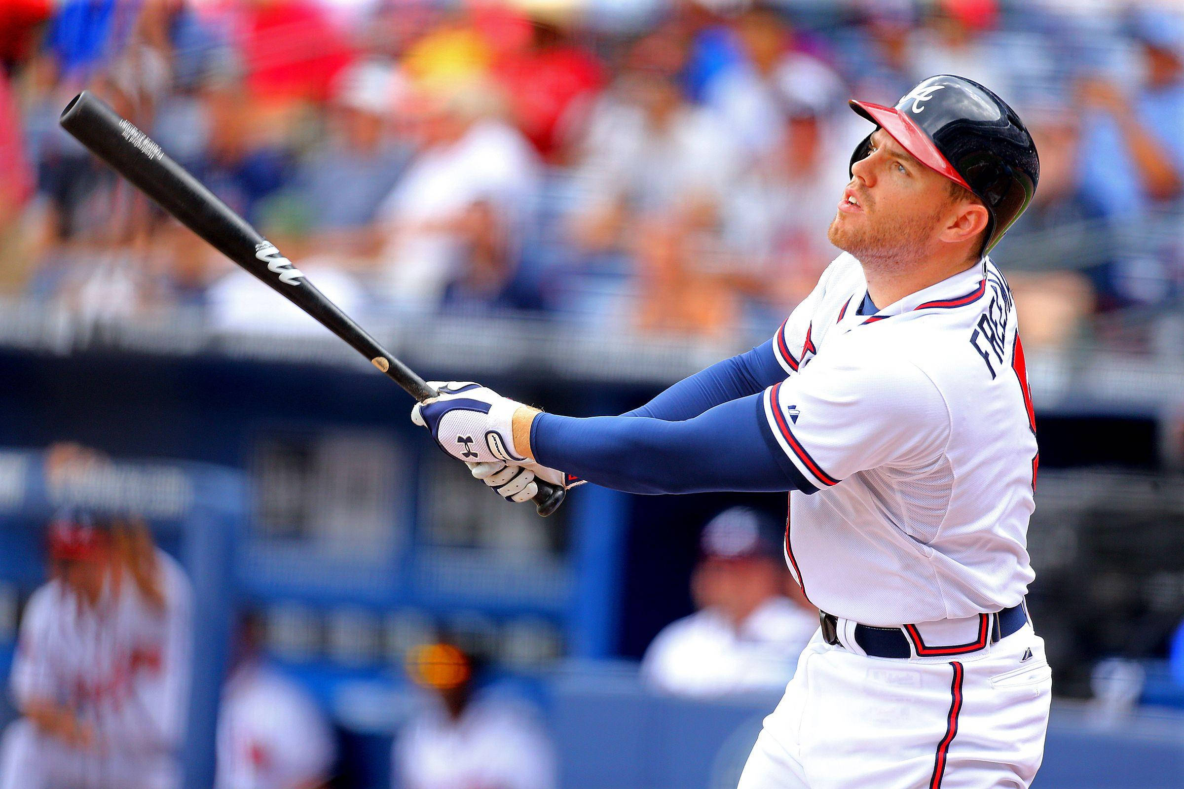 Freddie Freeman, first baseman, white uniform, Full HD Desktop Wallpaper