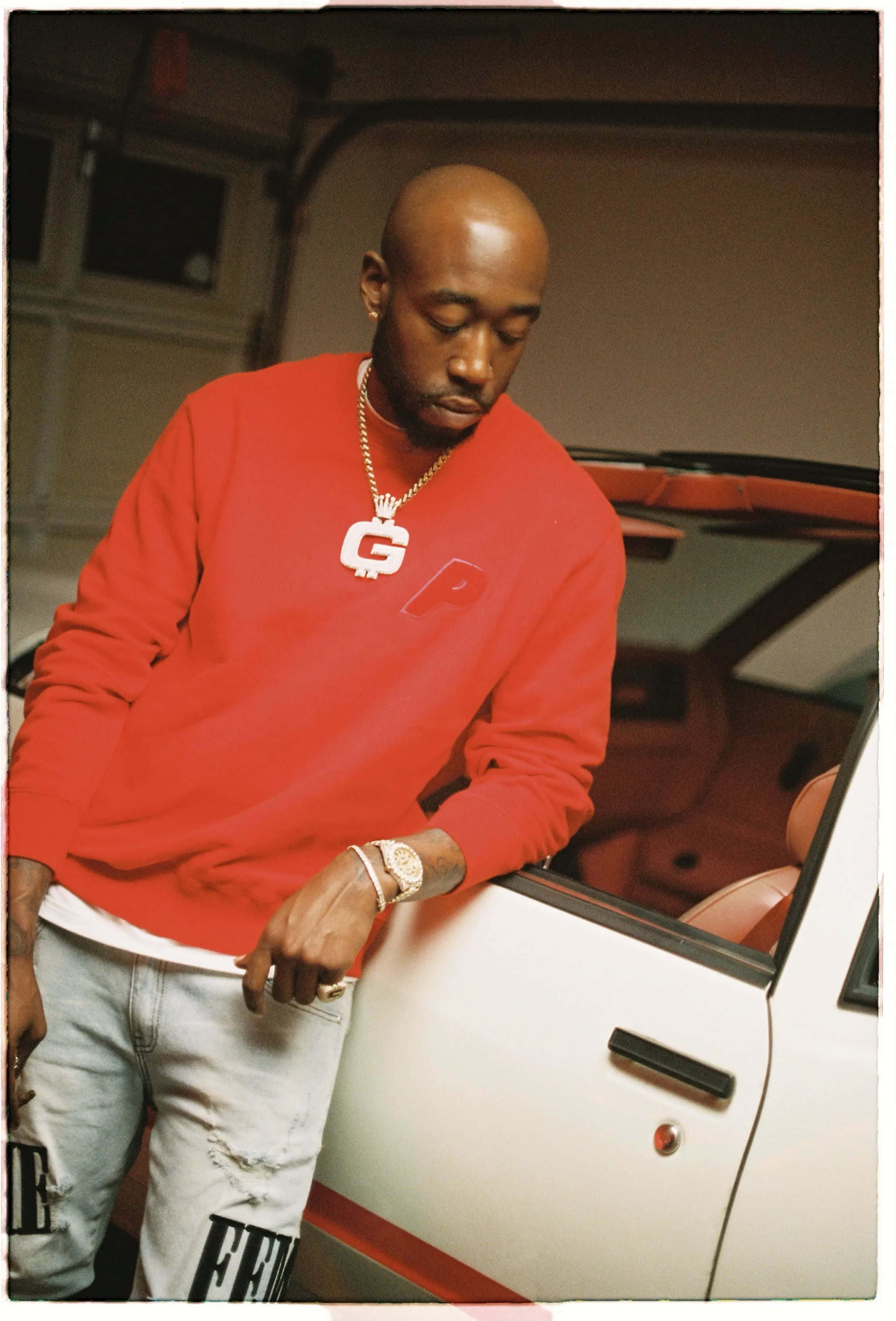 Freddie Gibbs, red sweatshirt, G logo, 2K Phone Wallpaper