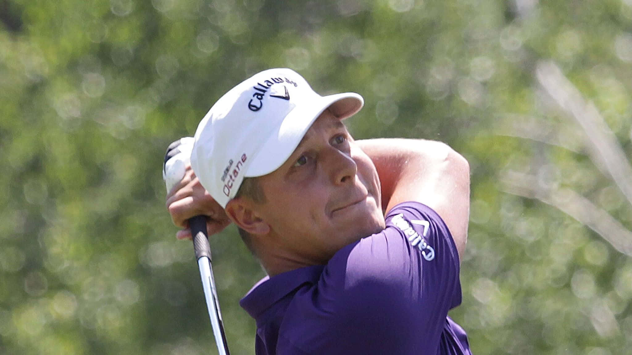 Freddie Jacobson, purple shirt, white cap, Full HD Desktop Wallpaper
