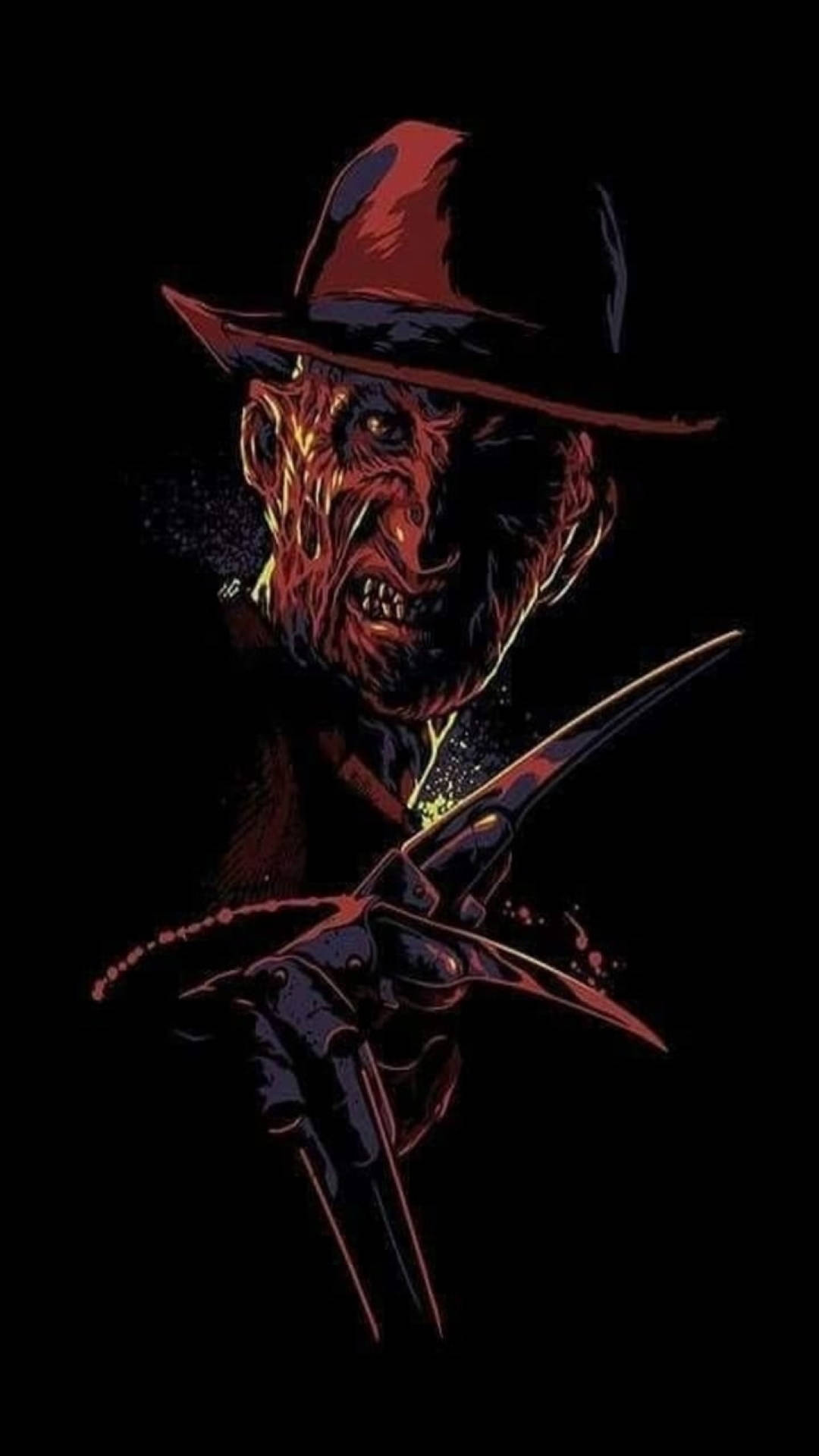 Freddy Krueger, burnt face, clawed glove, Full HD Phone Wallpaper