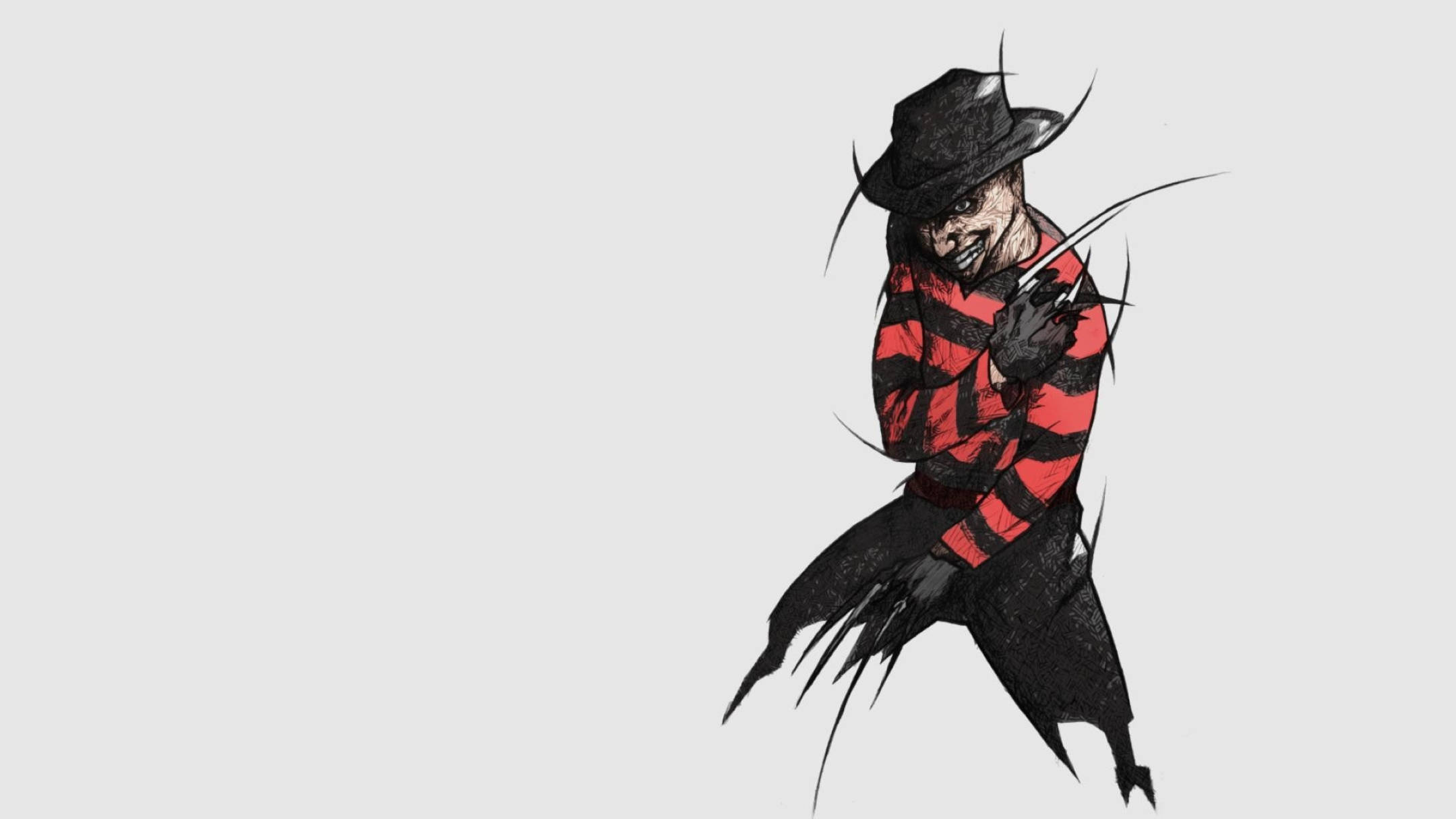 Freddy Krueger, red and black striped sweater, hat with blades on his gloves, Full HD Desktop Wallpaper