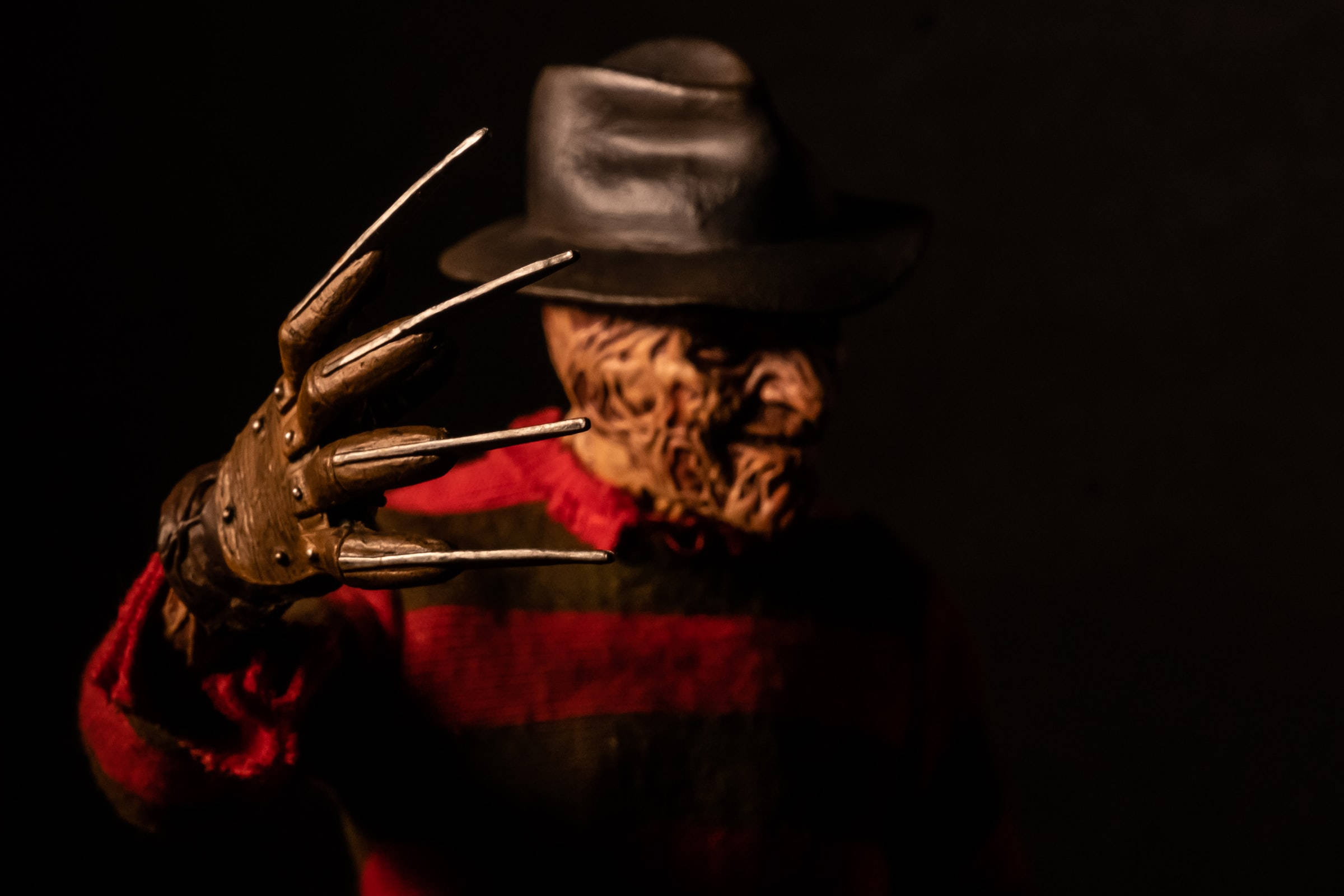 Freddy Krueger, red striped shirt, hat, Full HD Desktop Wallpaper