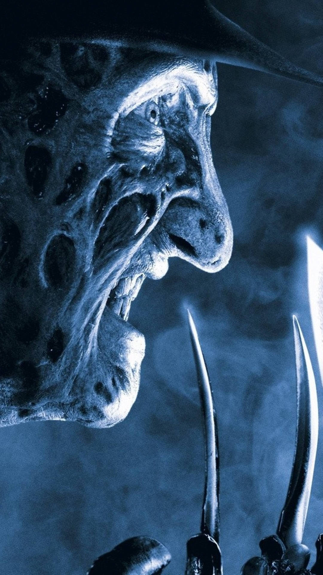 Freddy Krueger, scarred face, blade-gloved hand, Full HD Phone Wallpaper