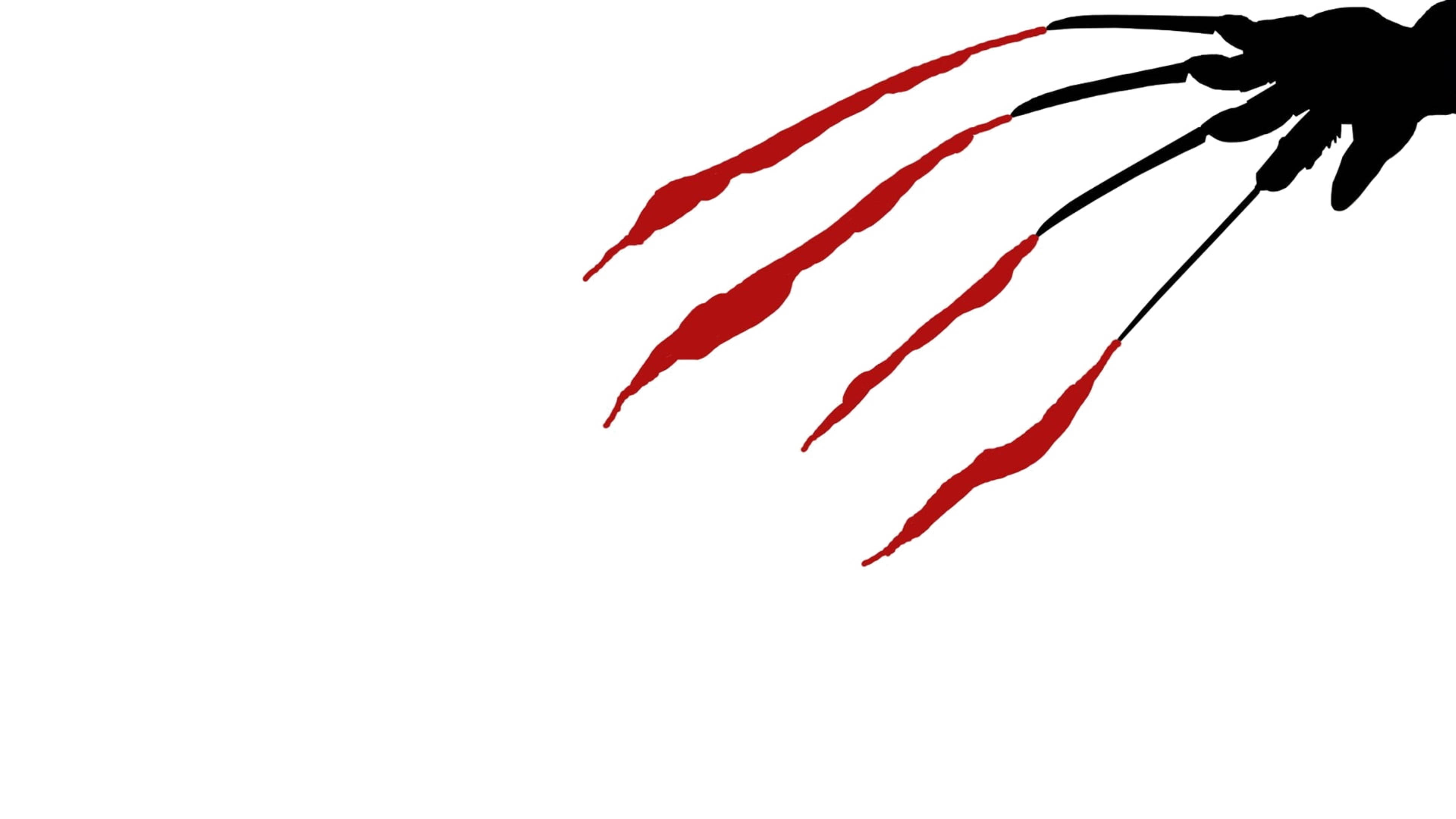 Freddy Krueger, black hand silhouette, four vivid red claw marks, 4K Desktop Wallpaper