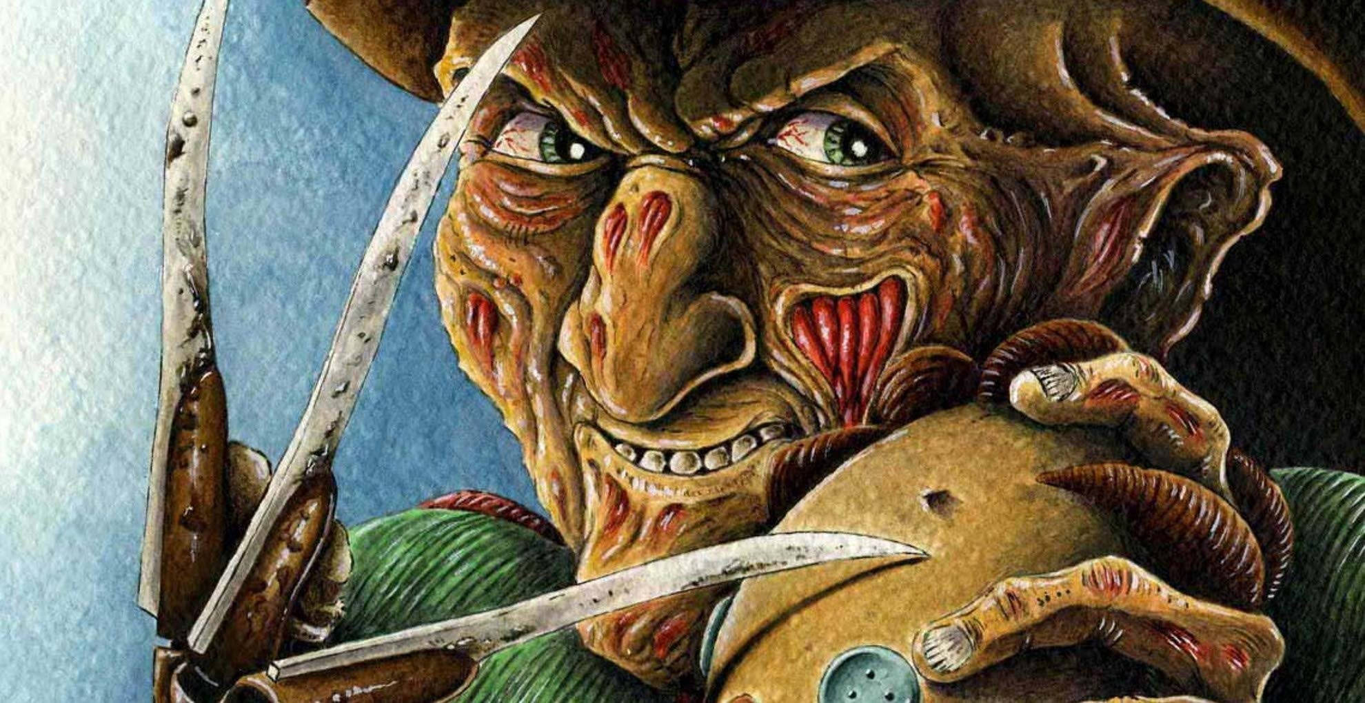 Freddy Krueger, comic art, green eyes, Full HD Desktop Wallpaper