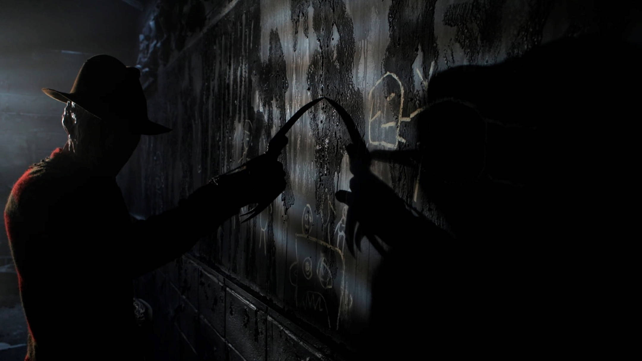 Freddy Krueger, dark shadow, silhouetted figure, Full HD Desktop Wallpaper