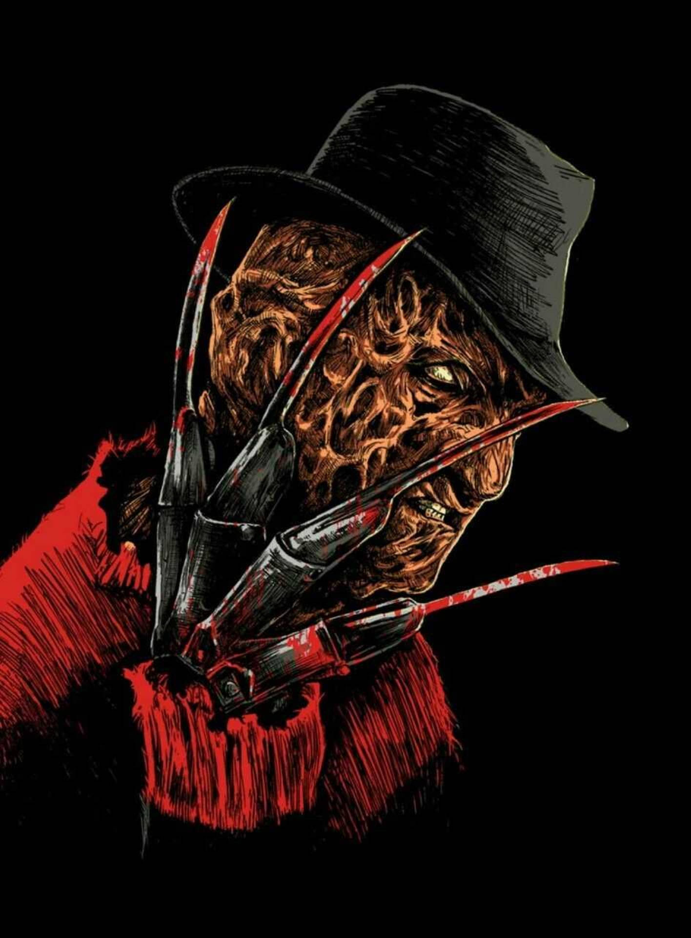 Freddy Krueger, burnt face, blade-covered glove, Full HD Phone Wallpaper