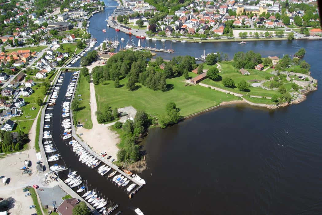 Fredrikstad, aerial view, coastal town, SD Desktop Wallpaper