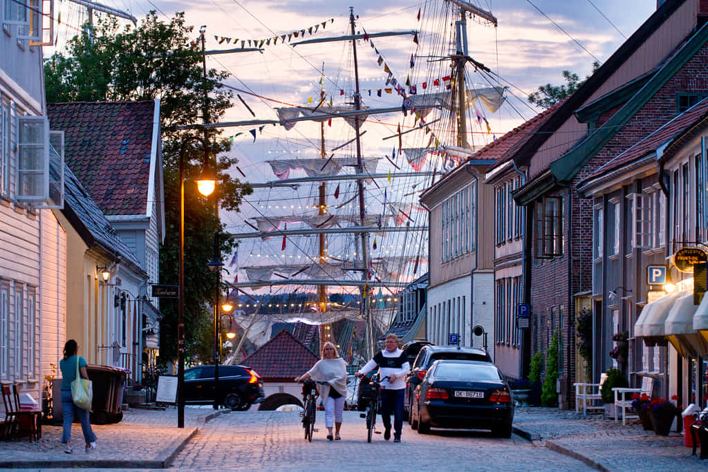 Fredrikstad, evening, tall ships festival, SD Desktop Wallpaper
