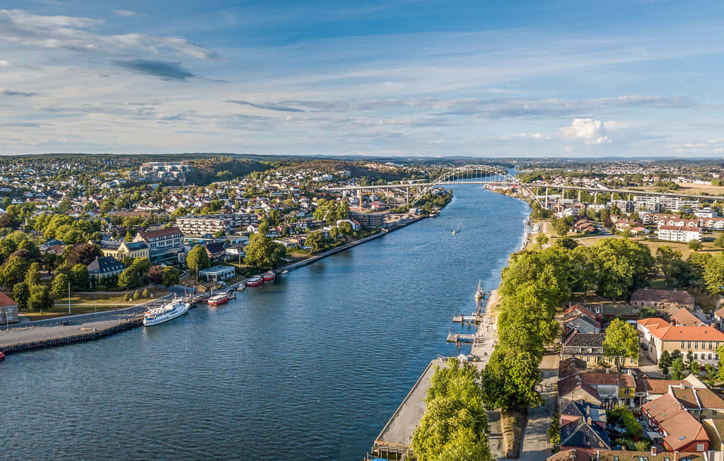 Fredrikstad, sunset, river, SD Desktop Wallpaper