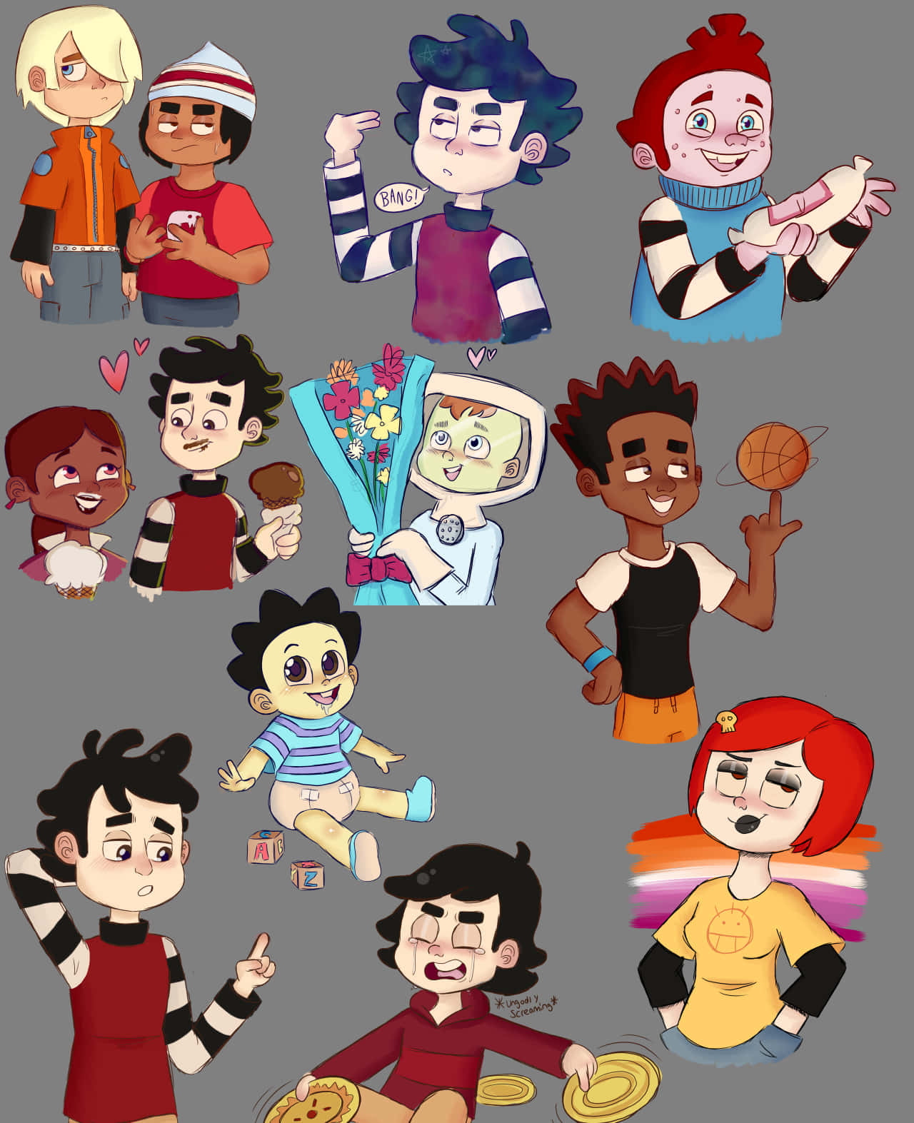 Freds Head, cartoon characters, playful poses, HD Phone Wallpaper