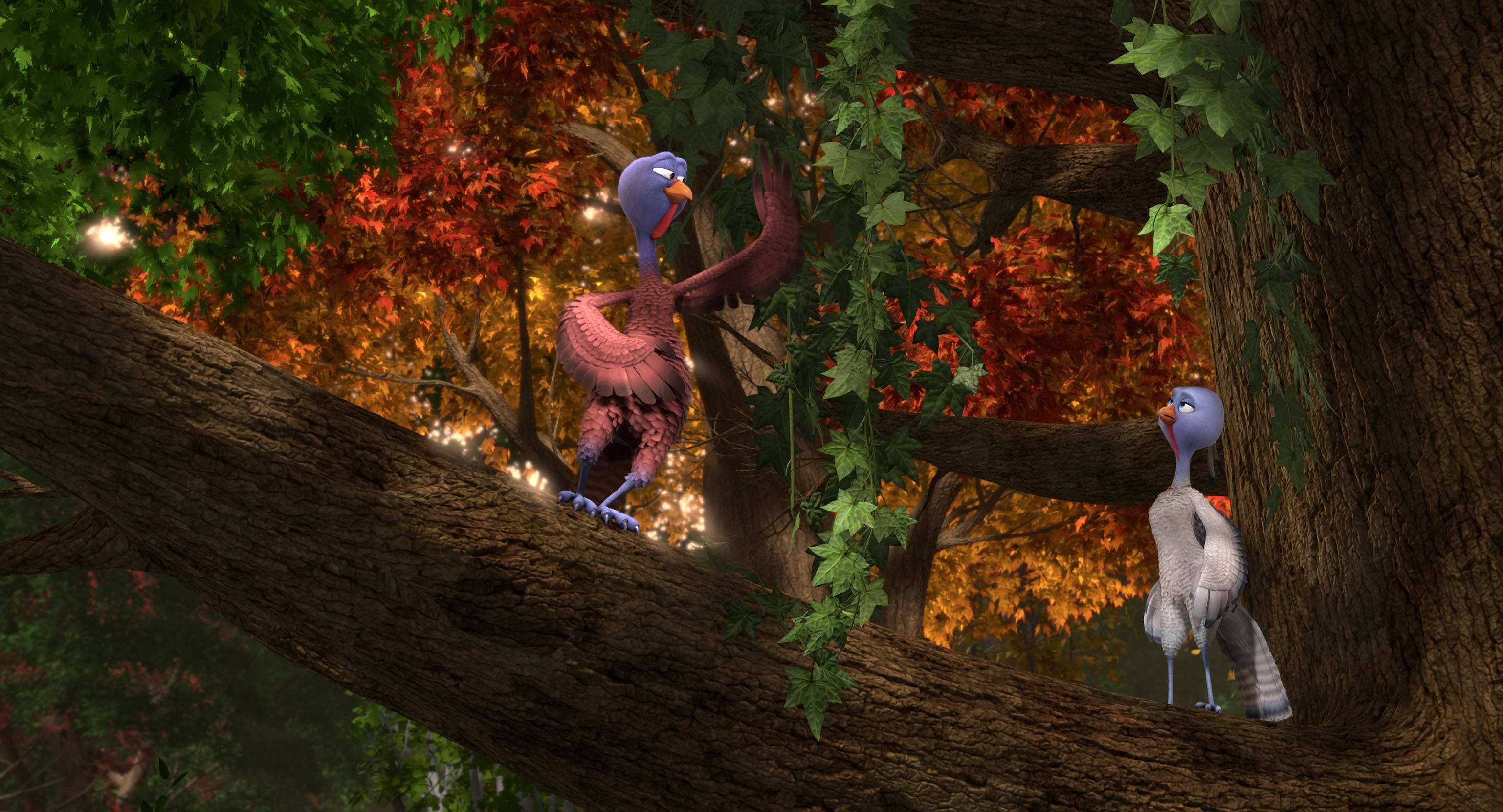 Free Birds, turkeys, tree branch, 2K Desktop Wallpaper