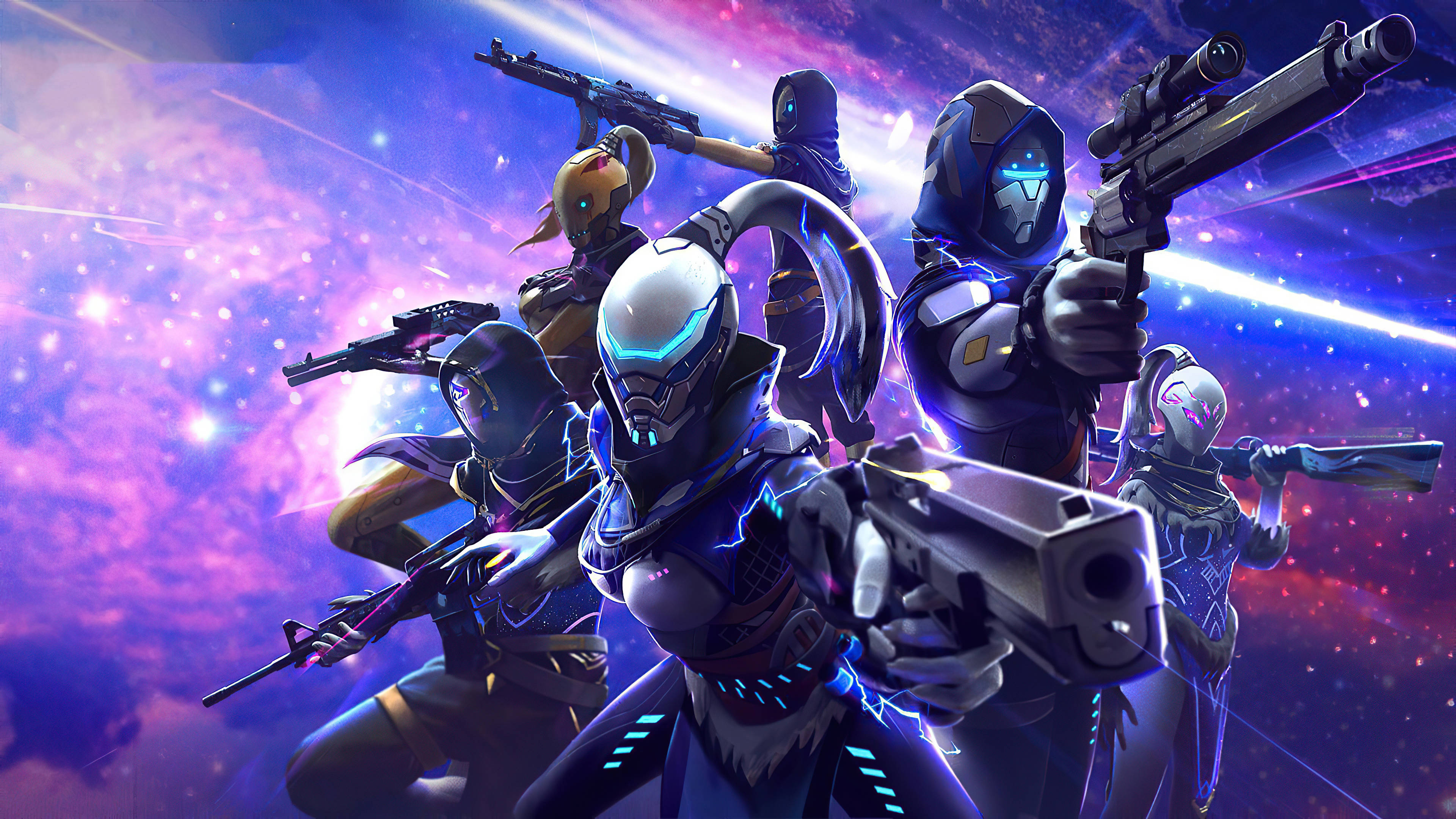 Free Fire 2020, squad players, futuristic space soldiers, 4K Desktop Wallpaper