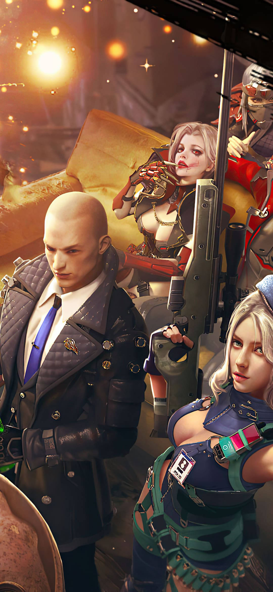 Free Fire 2021, anime characters, futuristic combat gear, Full HD Phone Wallpaper