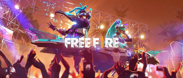Free Fire, cyberpunk characters, glowing gear, SD Desktop Wallpaper