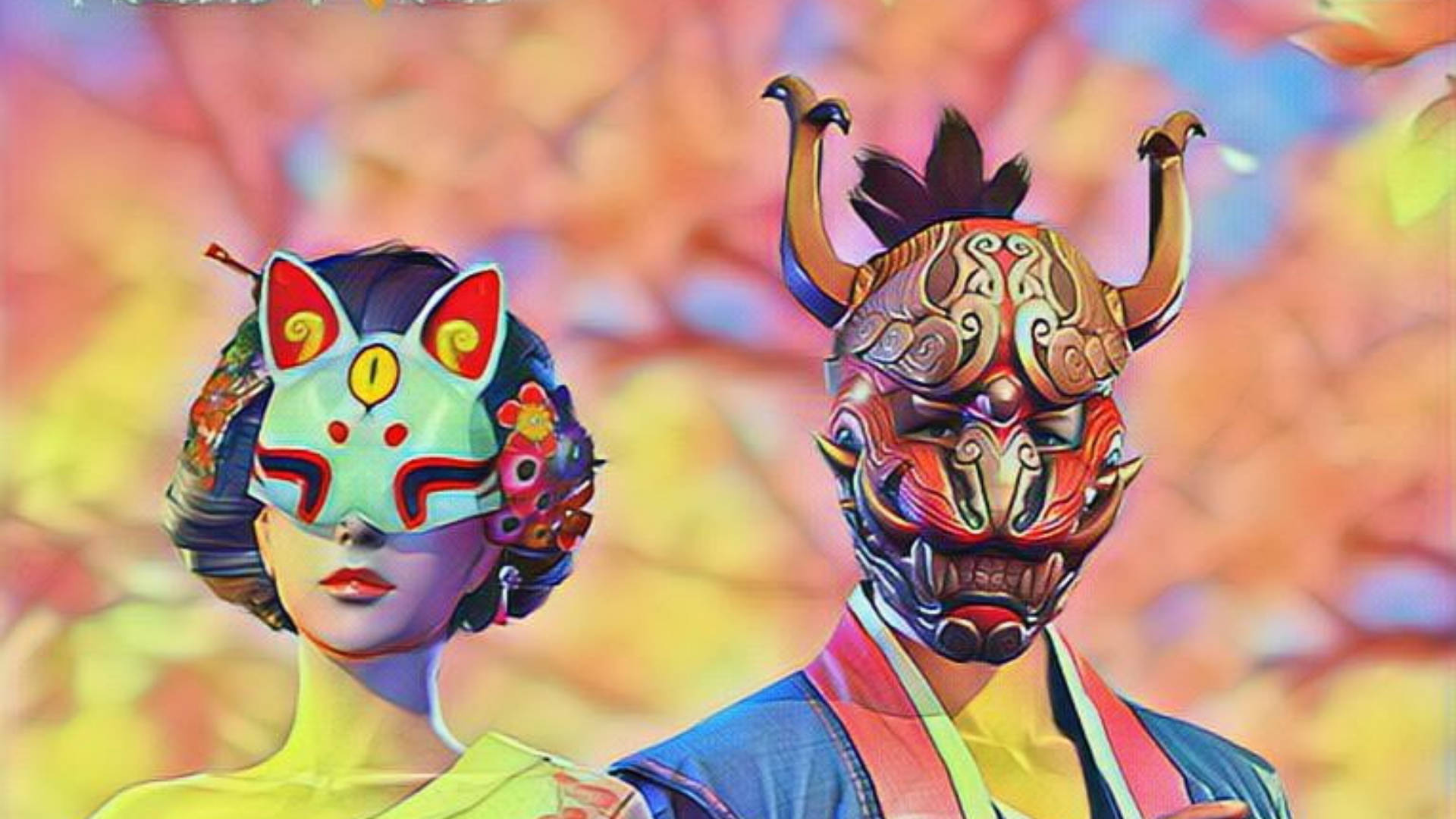 Free Fire 2021, characters, ornate traditional masks, Full HD Desktop Wallpaper