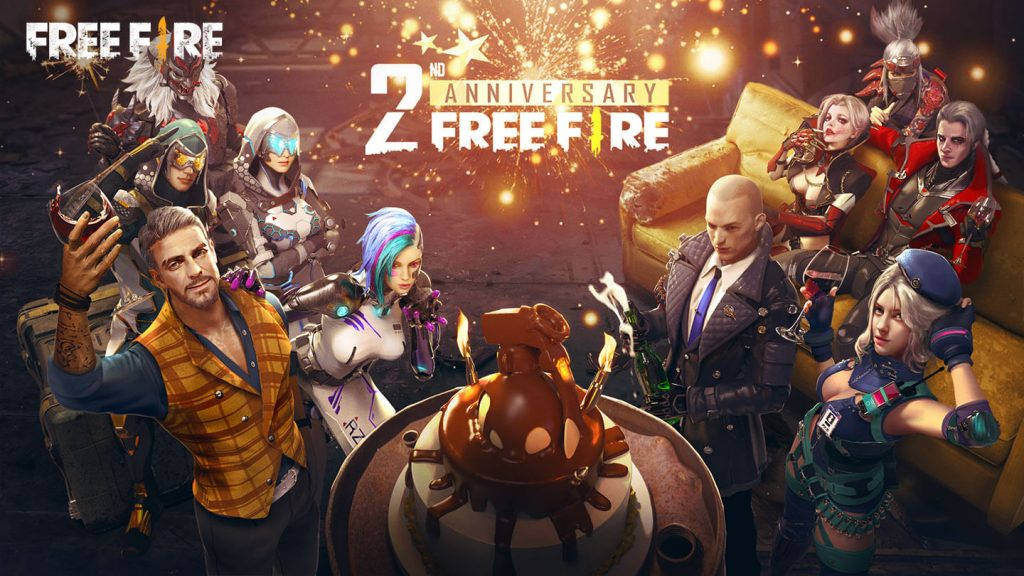 Free Fire, 2nd anniversary, gaming characters, SD Desktop Wallpaper