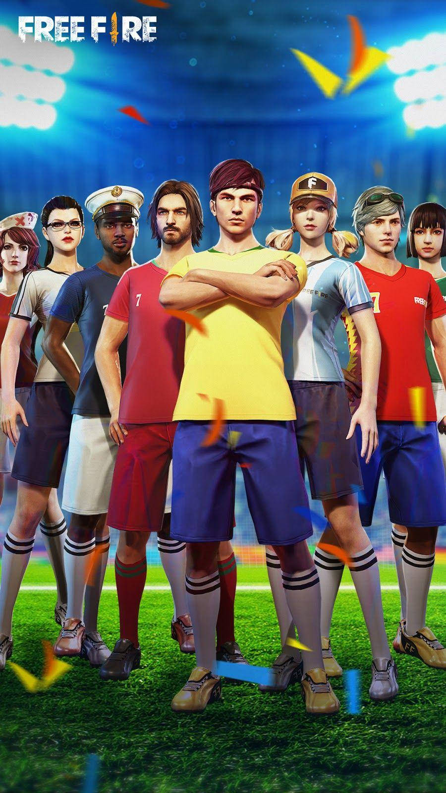 Free Fire 3D, soccer uniforms, vibrant green field, HD Phone Wallpaper