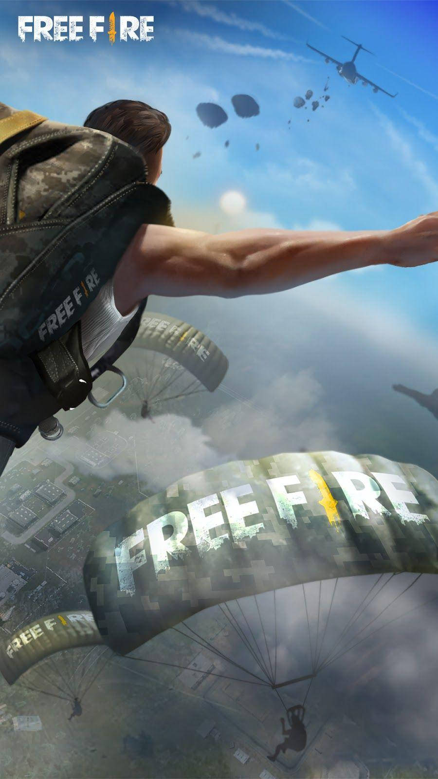 Free Fire 3D, characters, parachuting, HD Phone Wallpaper