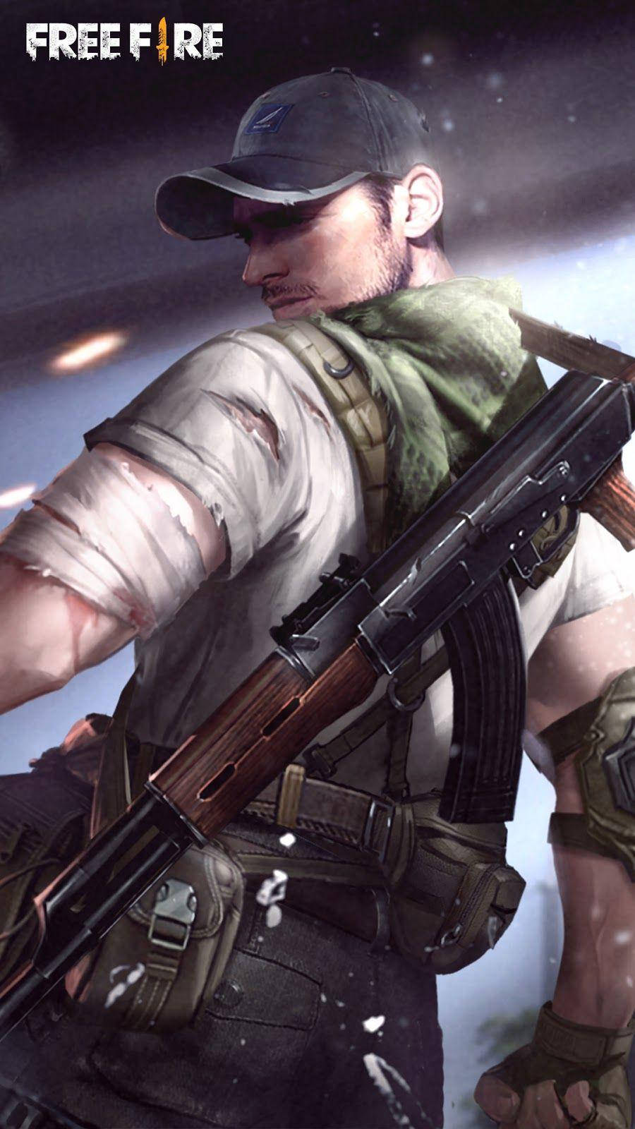 Free Fire 3d, machine gun, bandaged arm, HD Phone Wallpaper