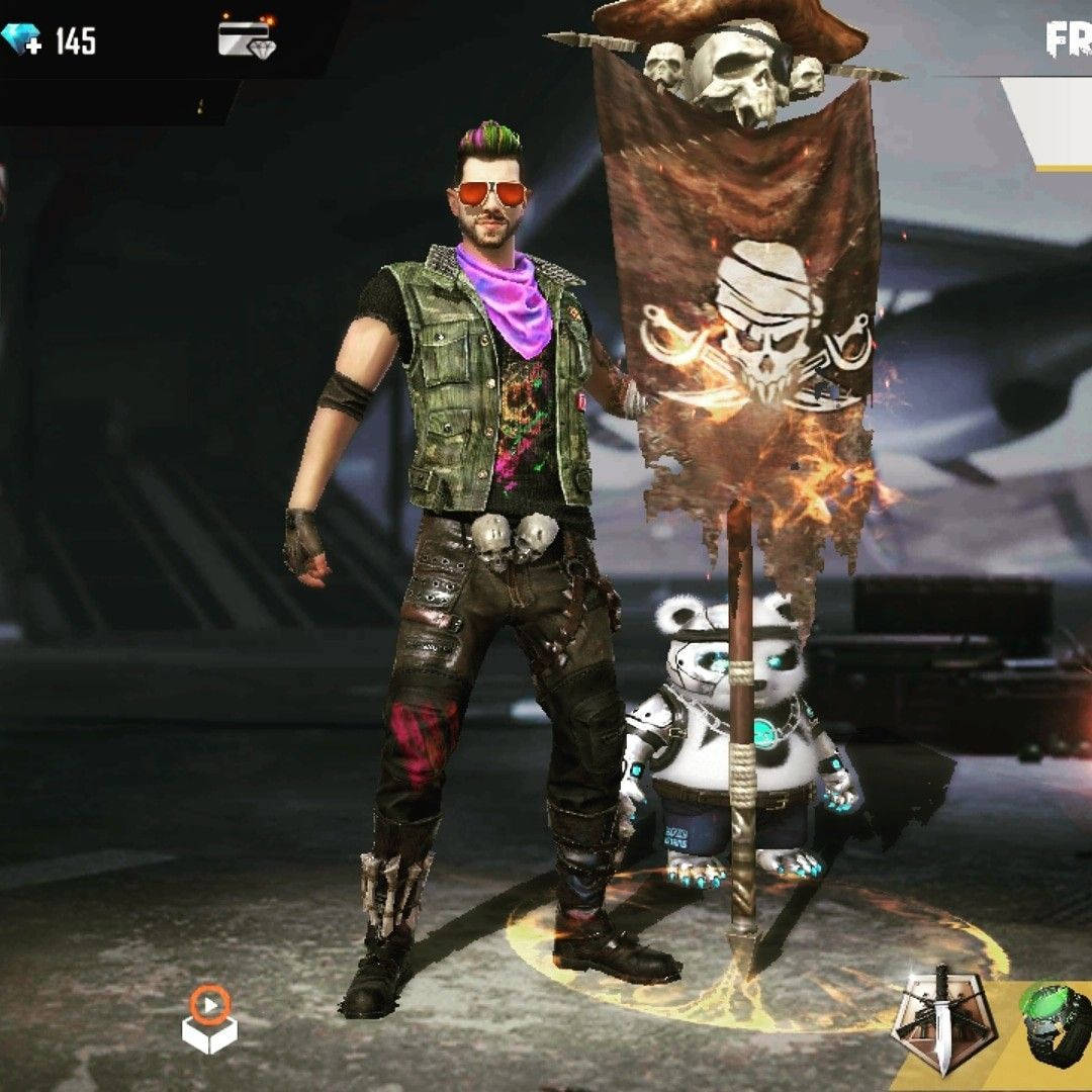 Free Fire Alok, custom banner emote, punk pirate gear, SD Desktop Wallpaper