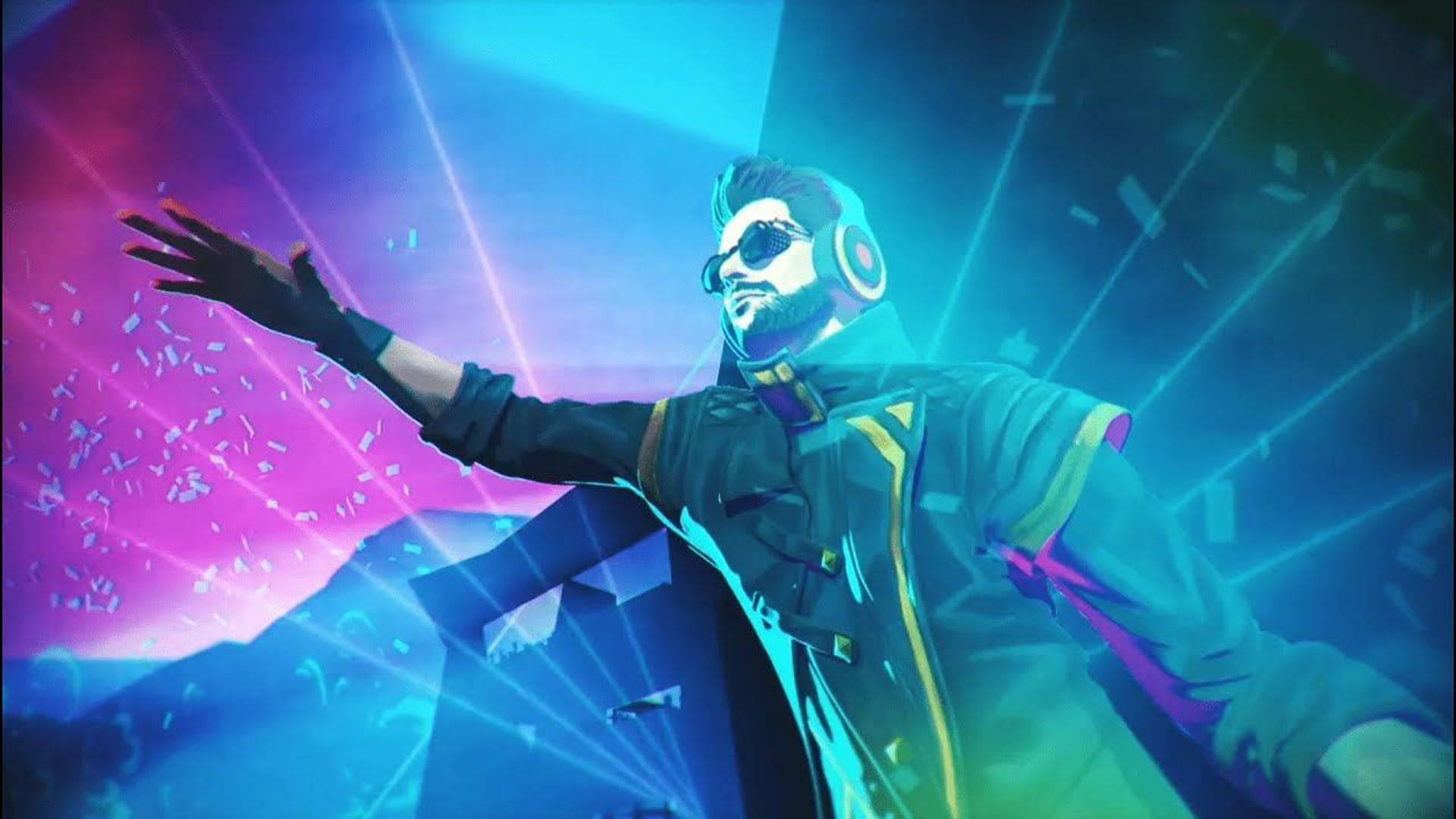 Free Fire Alok, neon pink, neon blue, Full HD Desktop Wallpaper
